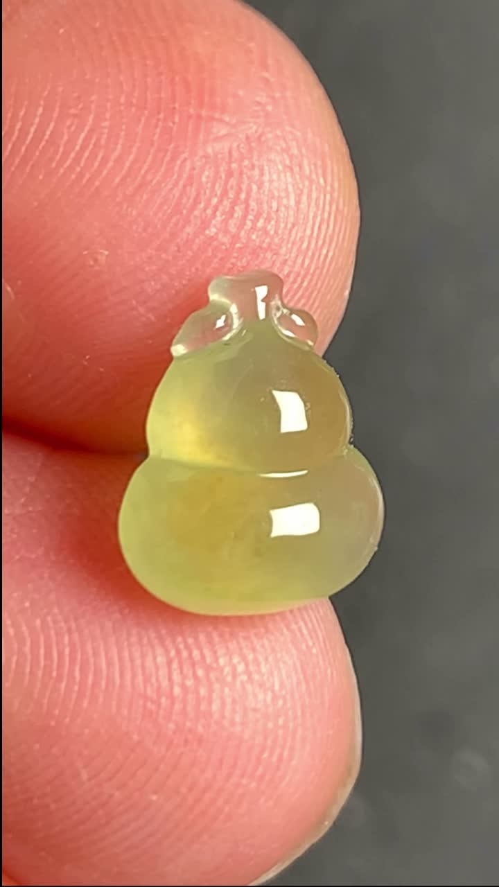 翡翠冰黃葫蘆,天然翡翠A玉, 緬甸玉, Jade, Jadeite