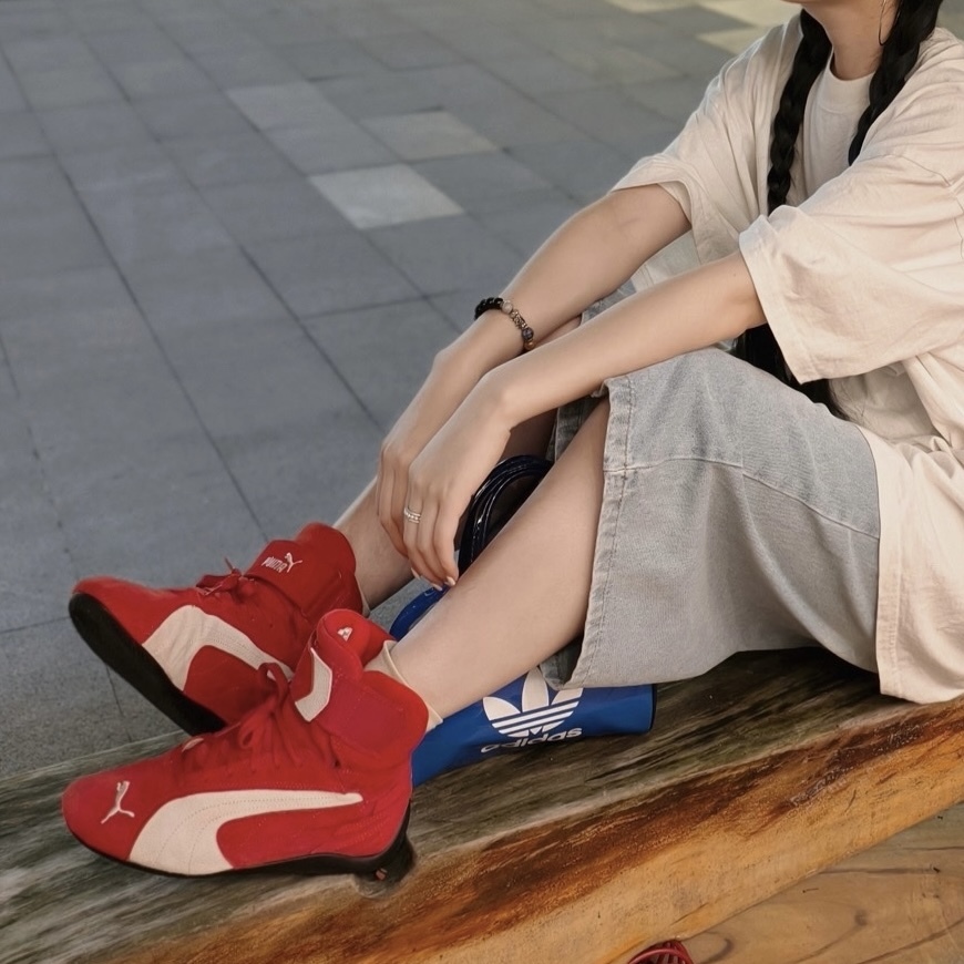 PUMA SPEEDCAT MID 高筒 賽車鞋 紅 紅白 魔鬼氈 休閒 女鞋 400384-02