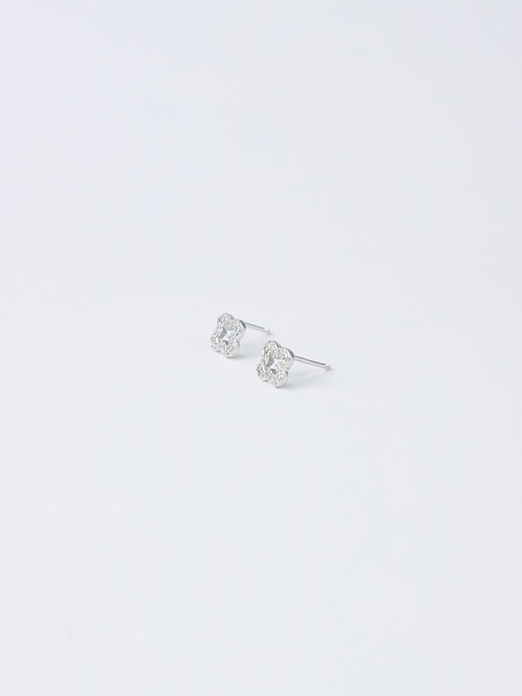 幸運草鑲鑽鎖珠式耳環