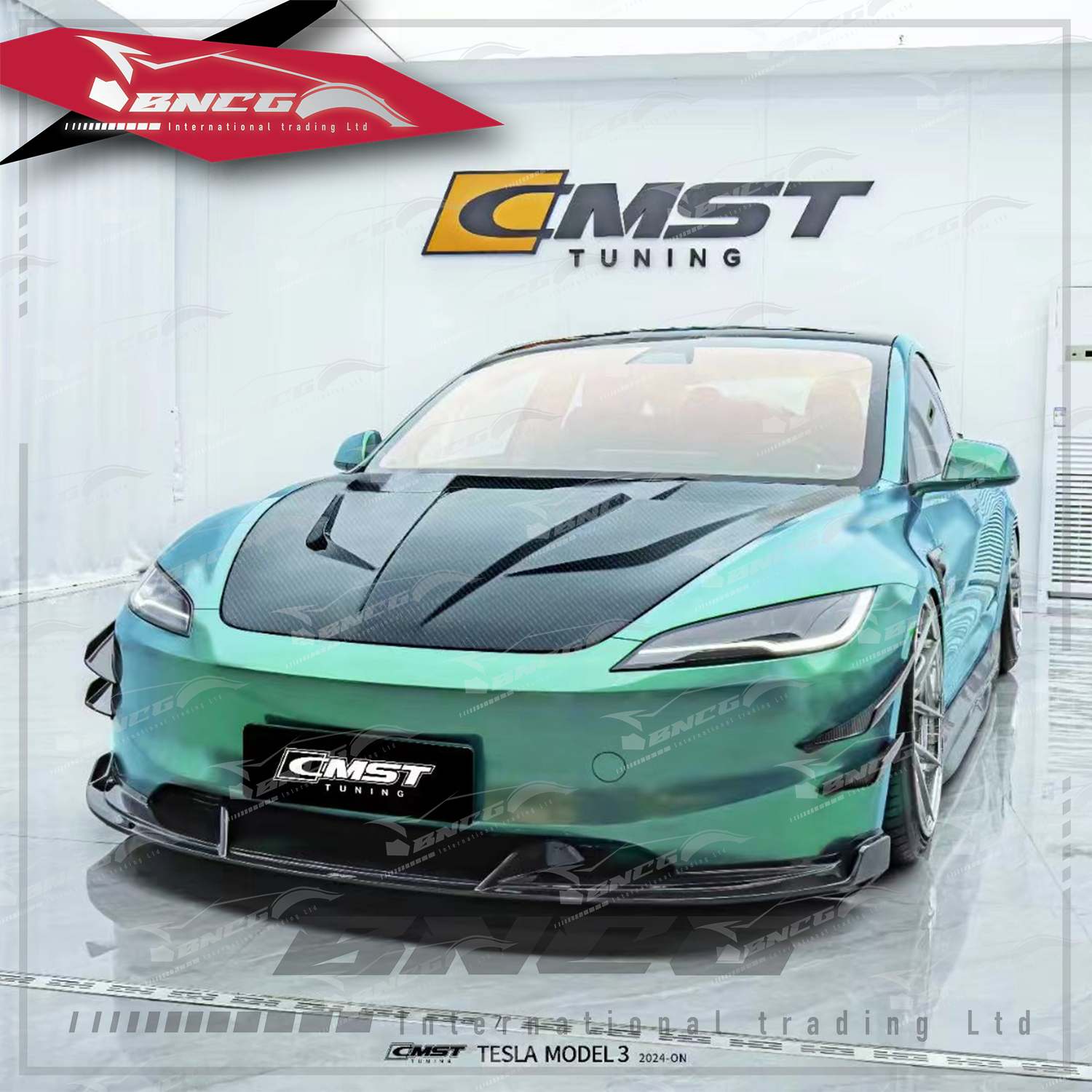 特斯拉 Tesla Highland Model3 改裝 碳纖維 外觀件 空力套件 CMST包圍 前後擾流 側裙 風刀 包角 尾翼 引擎蓋 前保桿