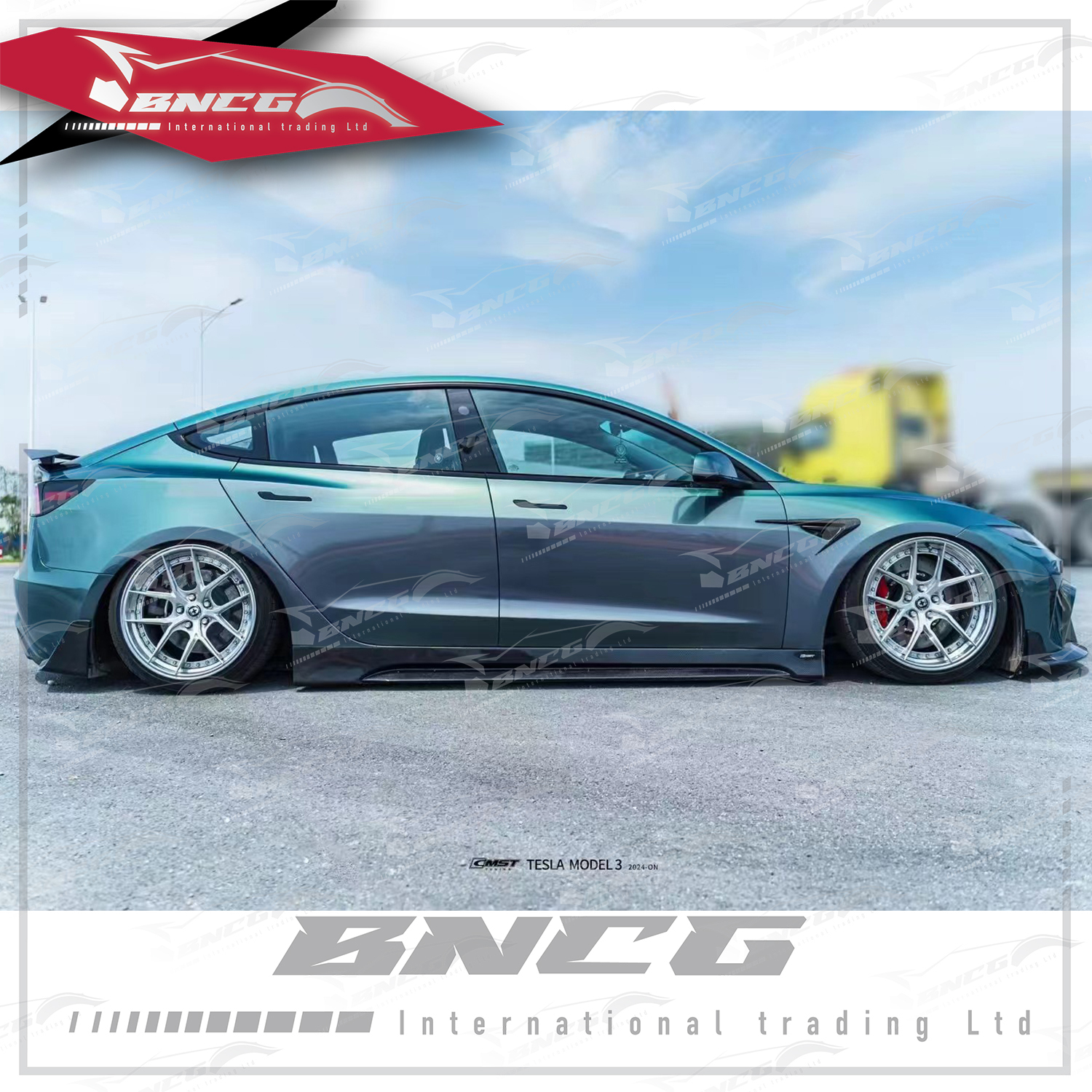 特斯拉 Tesla Highland Model3 改裝 碳纖維 外觀件 空力套件 CMST包圍 前後擾流 側裙 風刀 包角 尾翼 引擎蓋 前保桿