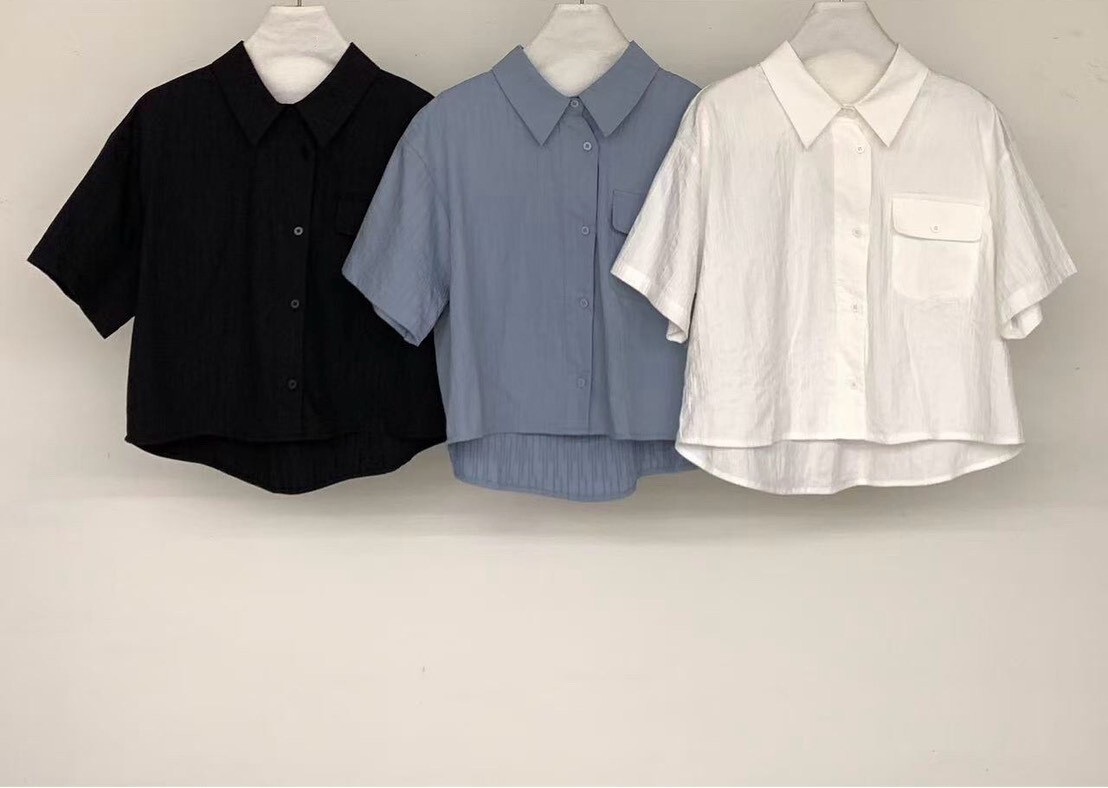 060338 短版紋理感襯衫 - 3 colors