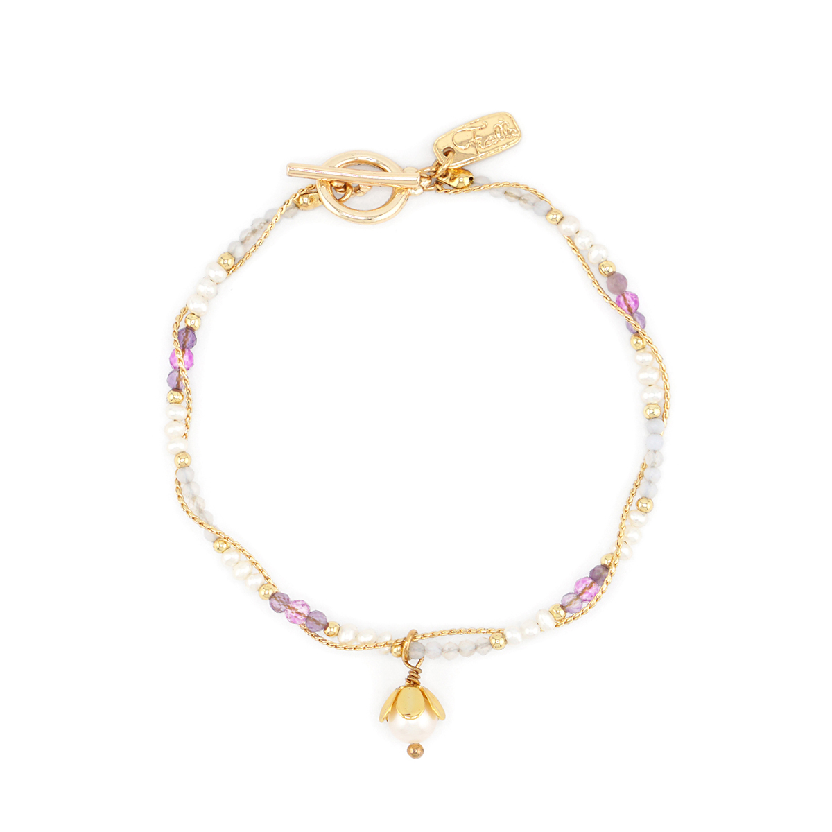 守護花 • 牡羊座 • 星辰花 – 珍珠瑪瑙 – 手鍊