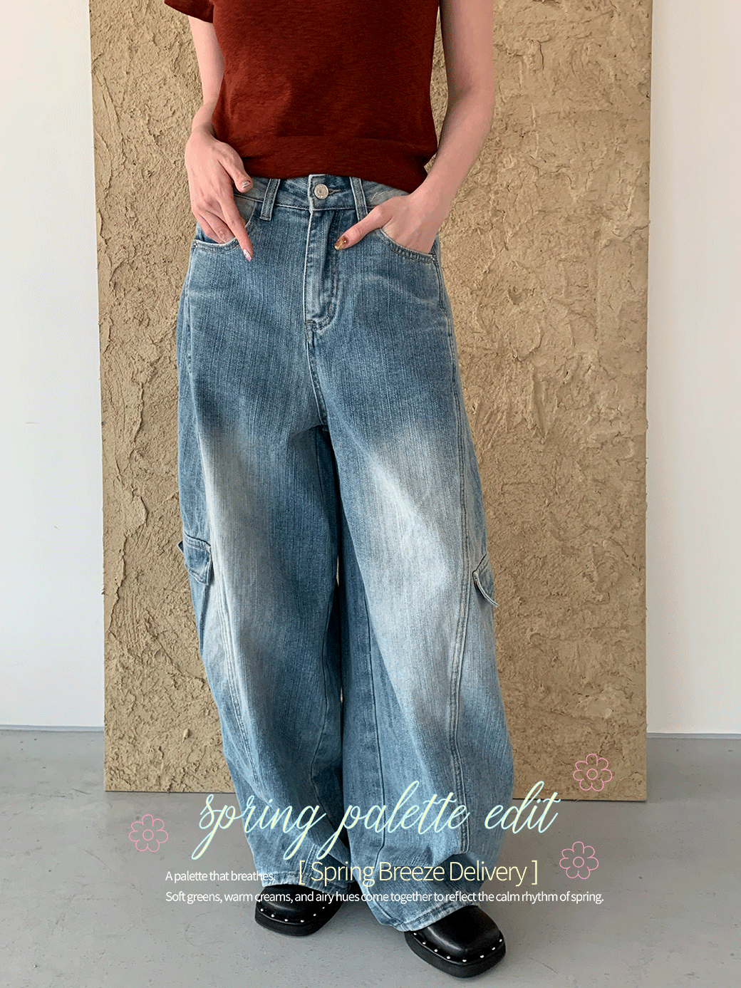 率性工裝彎刀褲-1色