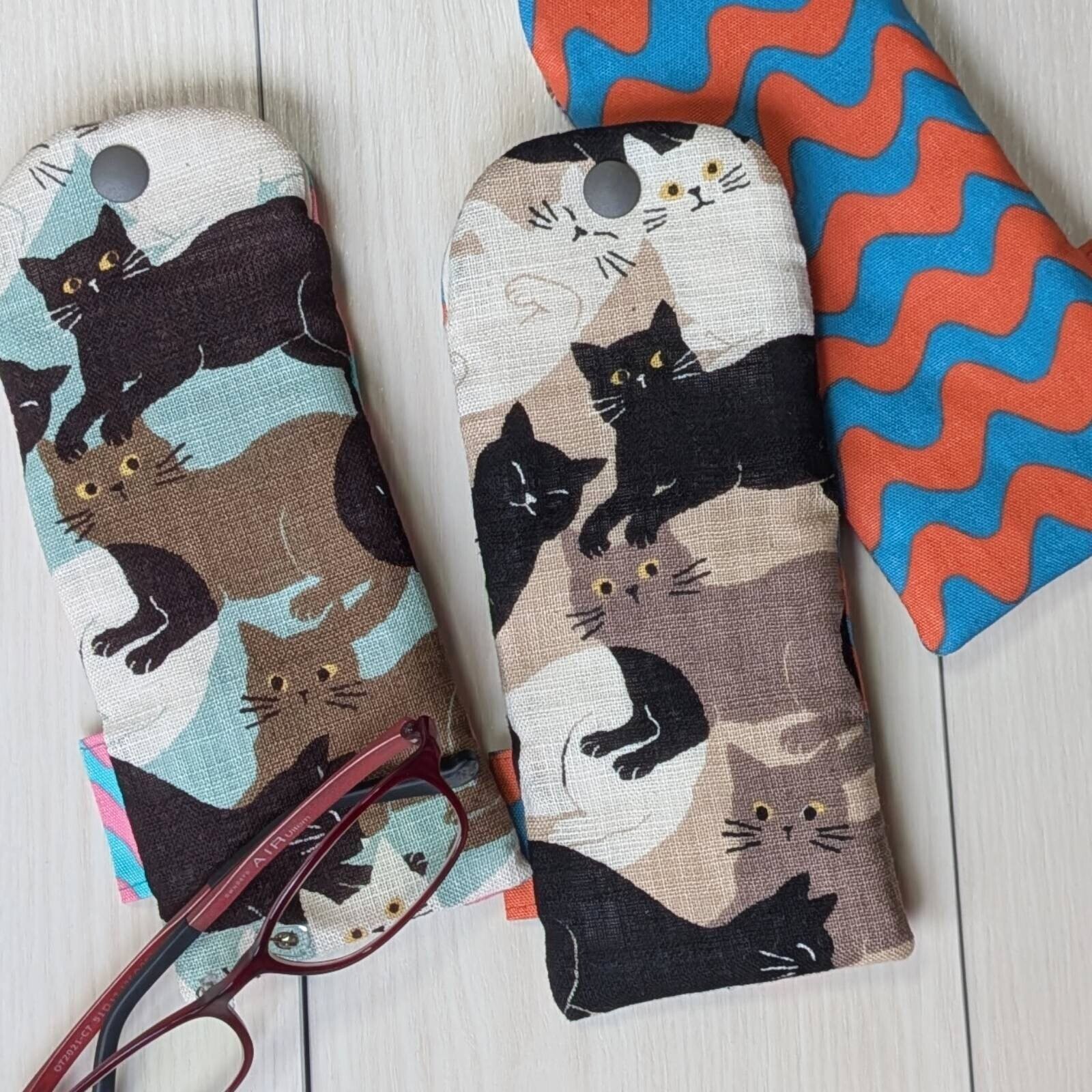 [日本製造] 貓咪日本布藝眼鏡袋