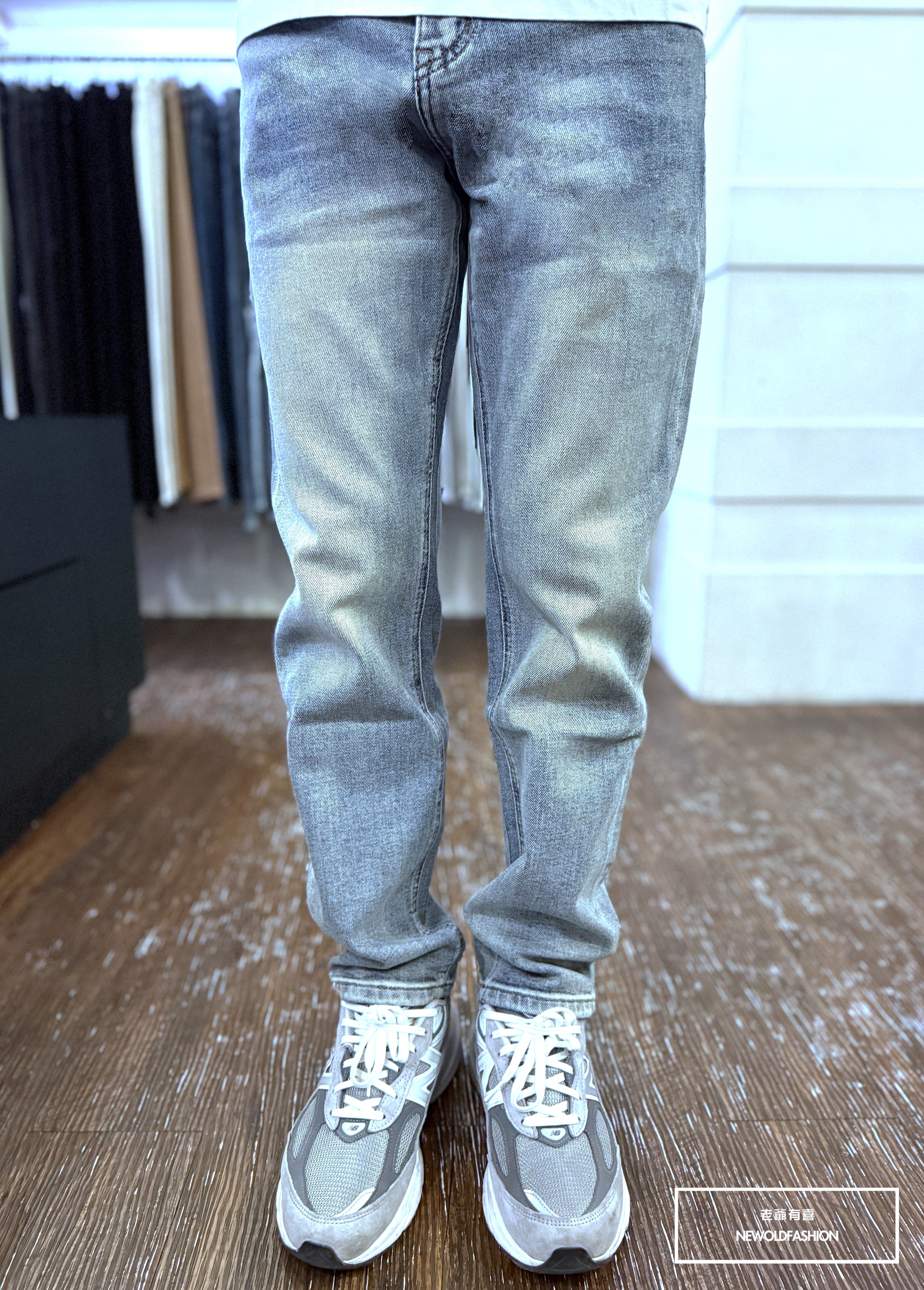 『官網限定』重磅藍灰素面微刷白中直筒褲(NOF2603K577)