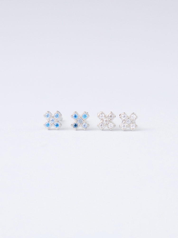 小十字碎鑽鎖珠式耳環