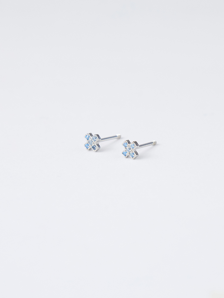 小十字碎鑽鎖珠式耳環