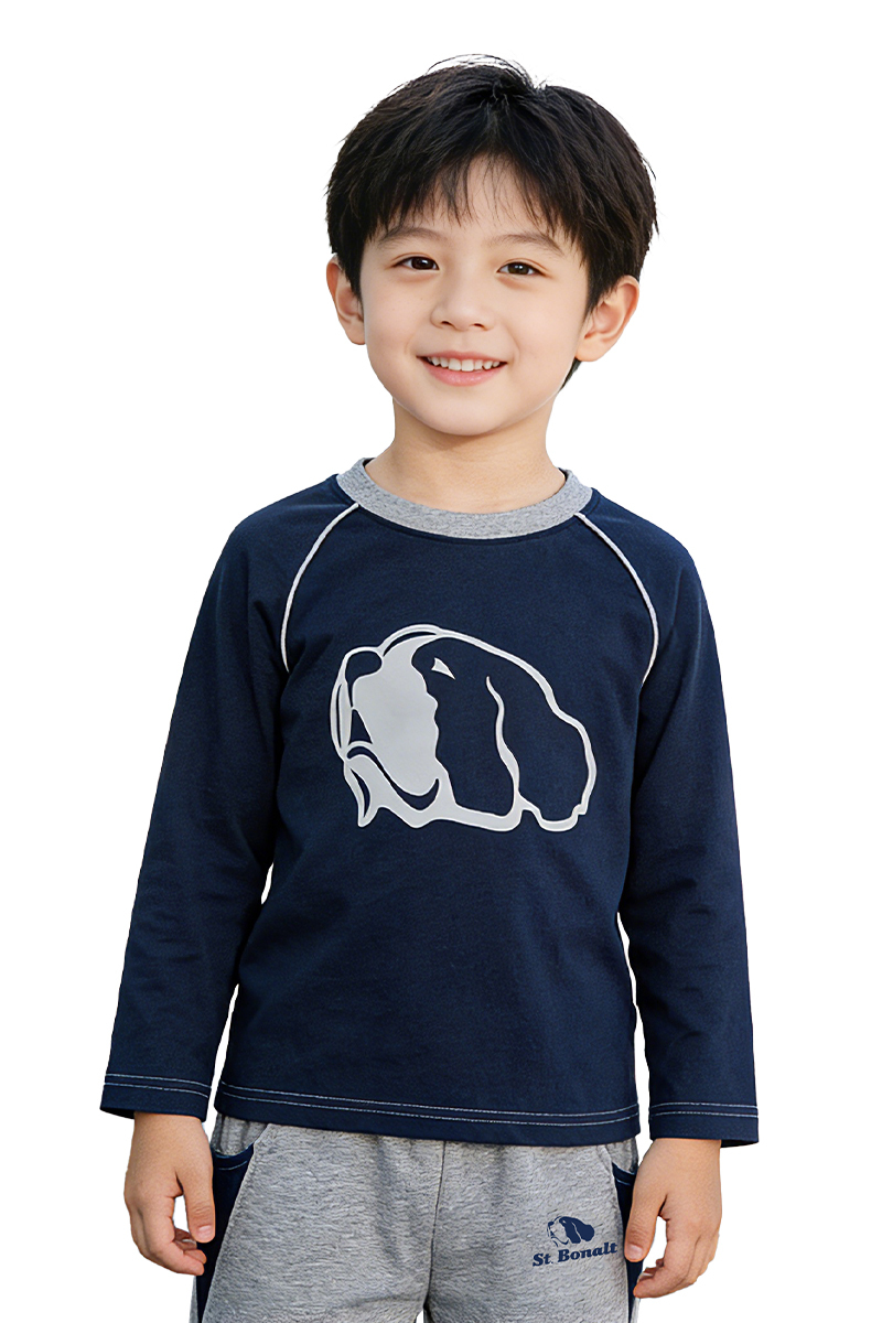 圓領長袖純棉T恤｜男童 8043  (柔軟  舒適 透氣 吸汗)