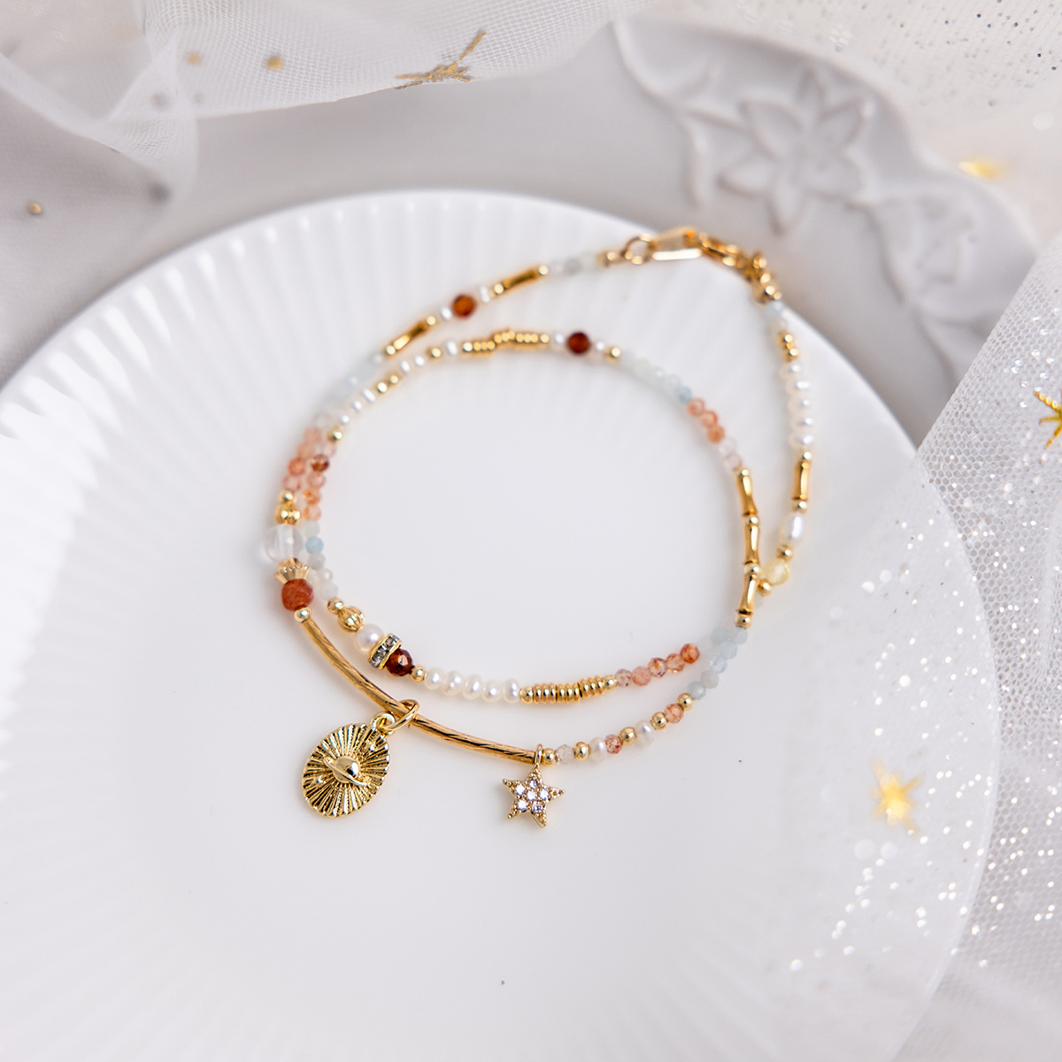 守護星 • 牡羊座 • 火星 – 太陽摩根石 – 手鍊