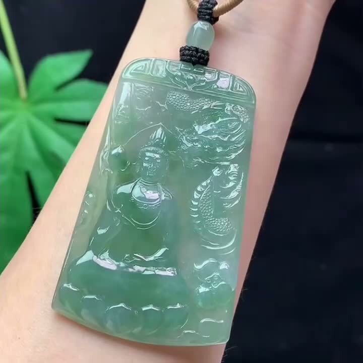 翡翠冰種晴底御龍觀音,天然翡翠A玉, 緬甸玉, Jade, Jadeite