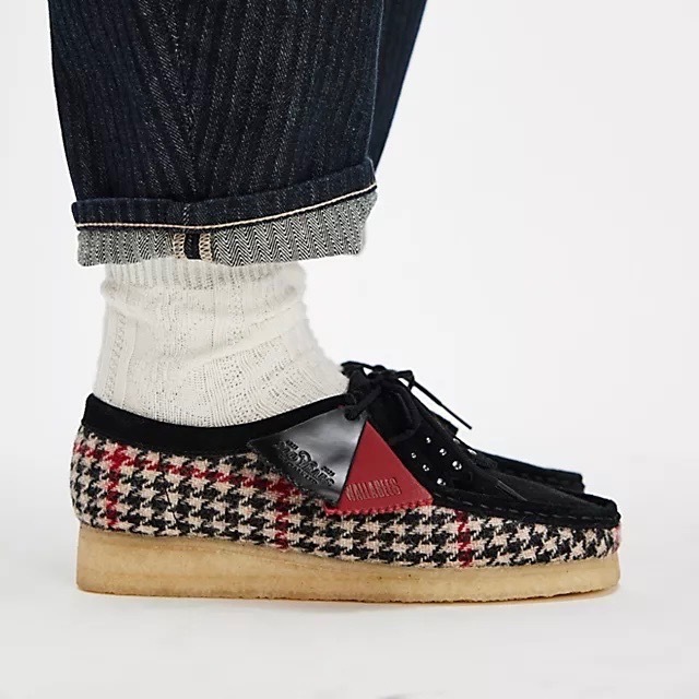 CLARKS WALLABEE 黑白紅 千鳥格 休閒 樂福鞋 26182802