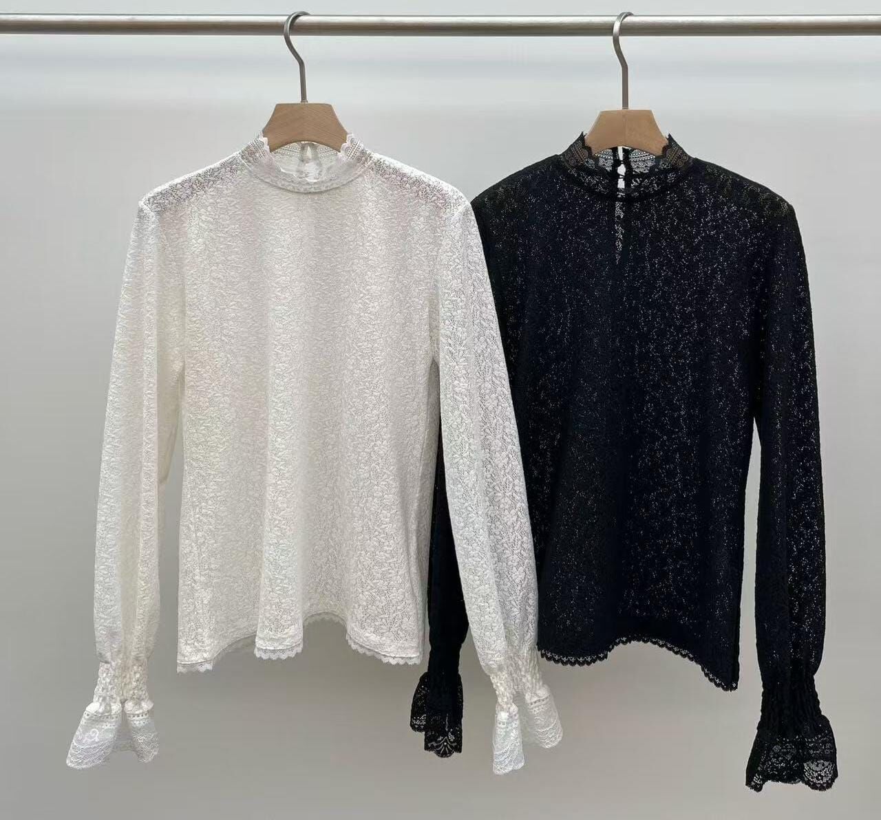 JU6031 法式半高領蕾絲打底衫