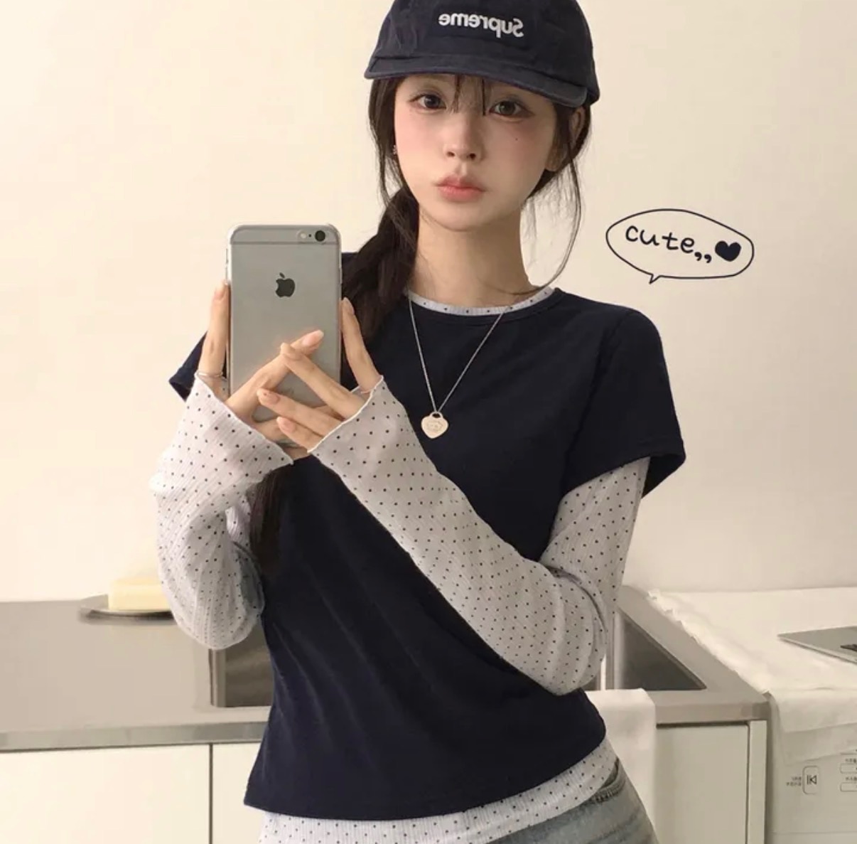 【優惠價預訂】韓國波點疊穿套裝（3色）