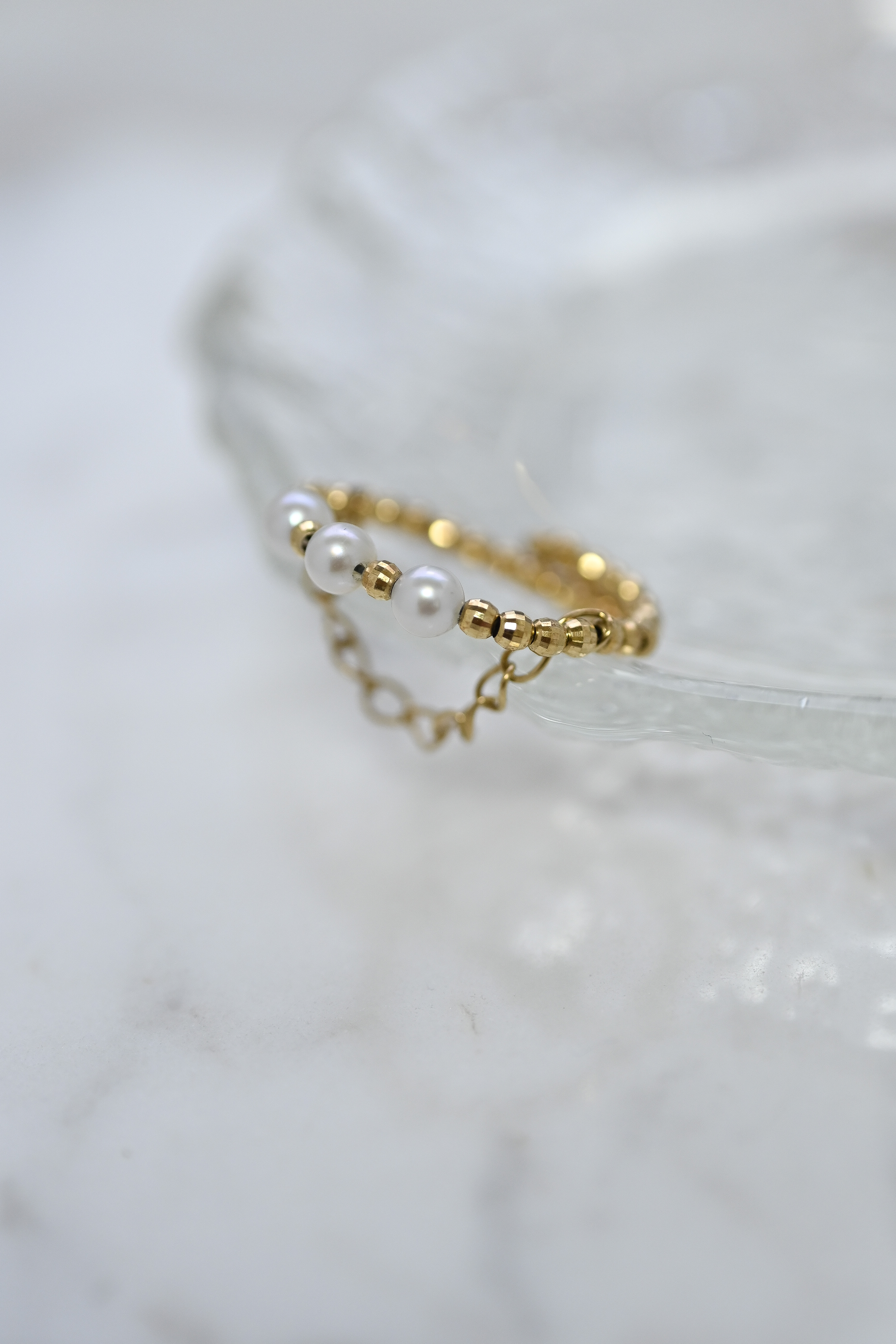 18K Akoya Pearl Elastic Ring