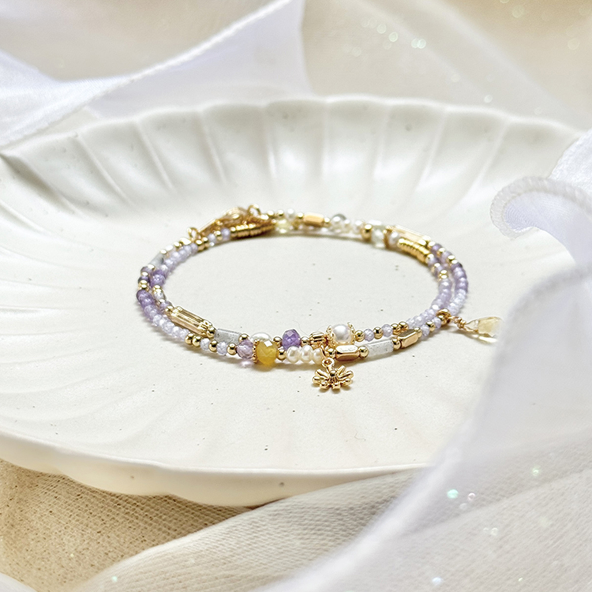 B14 / 生日花 • 玖月拾陸 • 海紫菀 – 紫水晶 – 手鍊