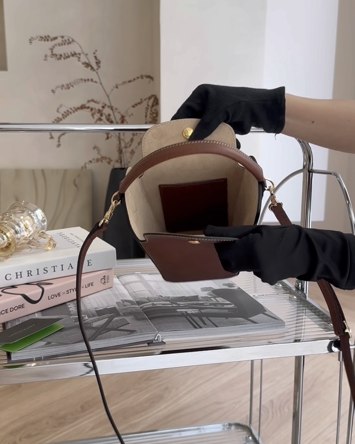 LONGCHAMP｜牛皮爆米花桶包 棕色