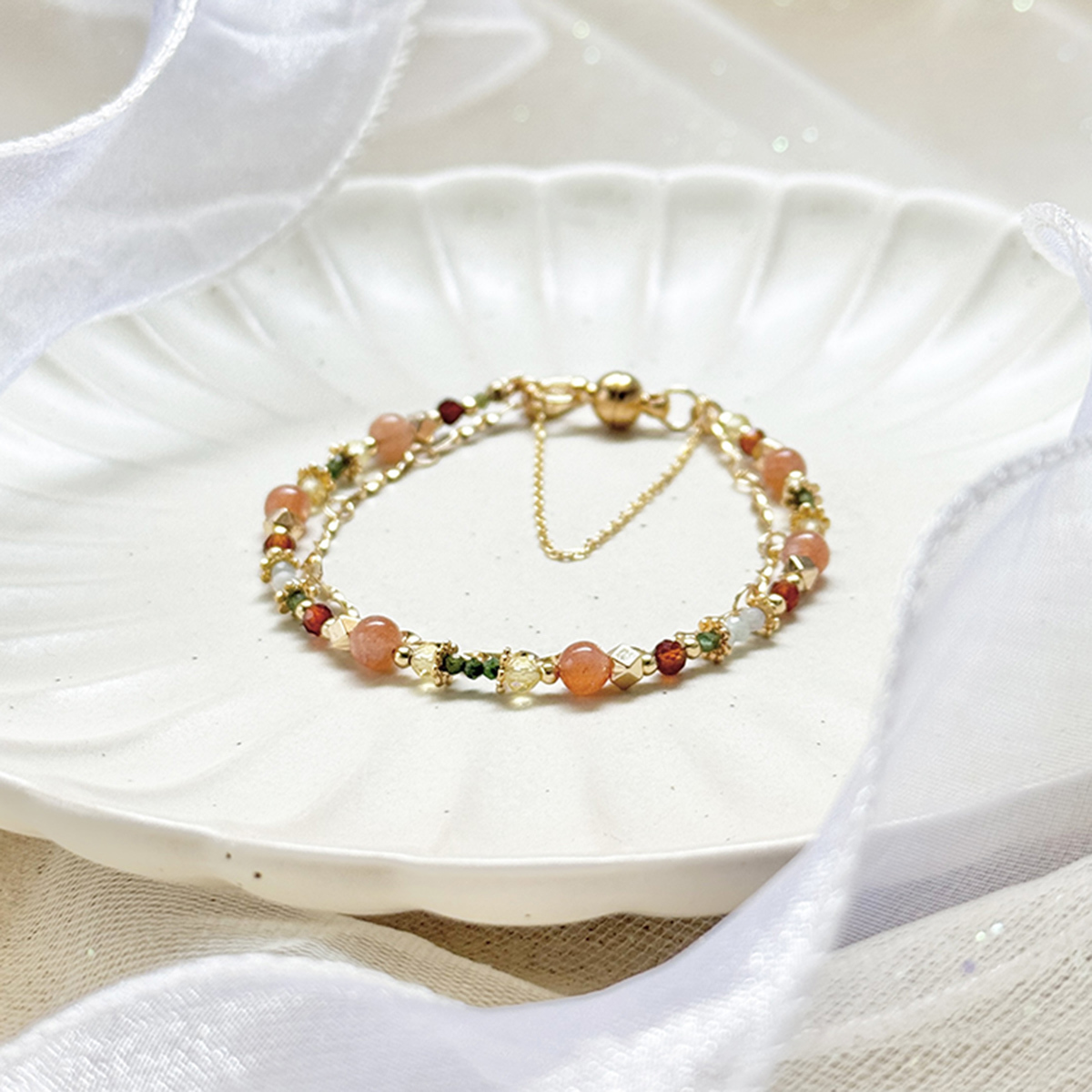 B13 / 生日花 • 捌月貳肆 • 向日葵 – 太陽石榴石 – 手鍊