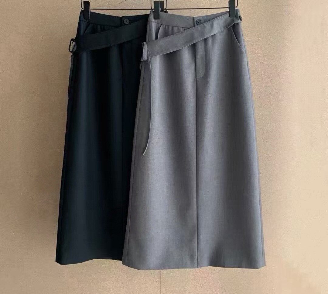 060337 斜腰帶半身裙 - 2 colors