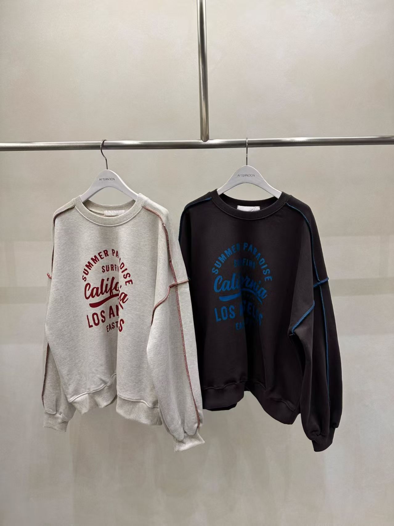 AF6030 撞色縫線字母衛衣