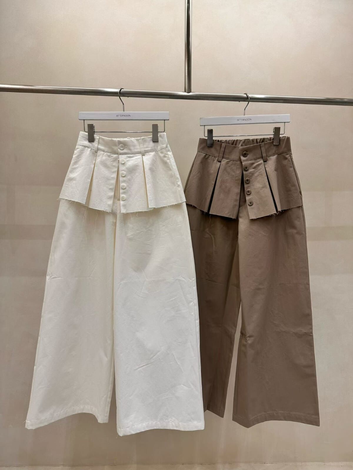 AF6033 鈕扣裙擺闊褲