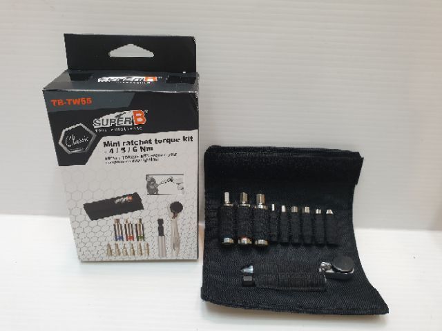 SUPERB TB-TW55 扭力卡哩卡哩扳手 附4.5.6Nm扭力頭.附3/4/5/6mm六角工具.附隨身套,攜帶方便