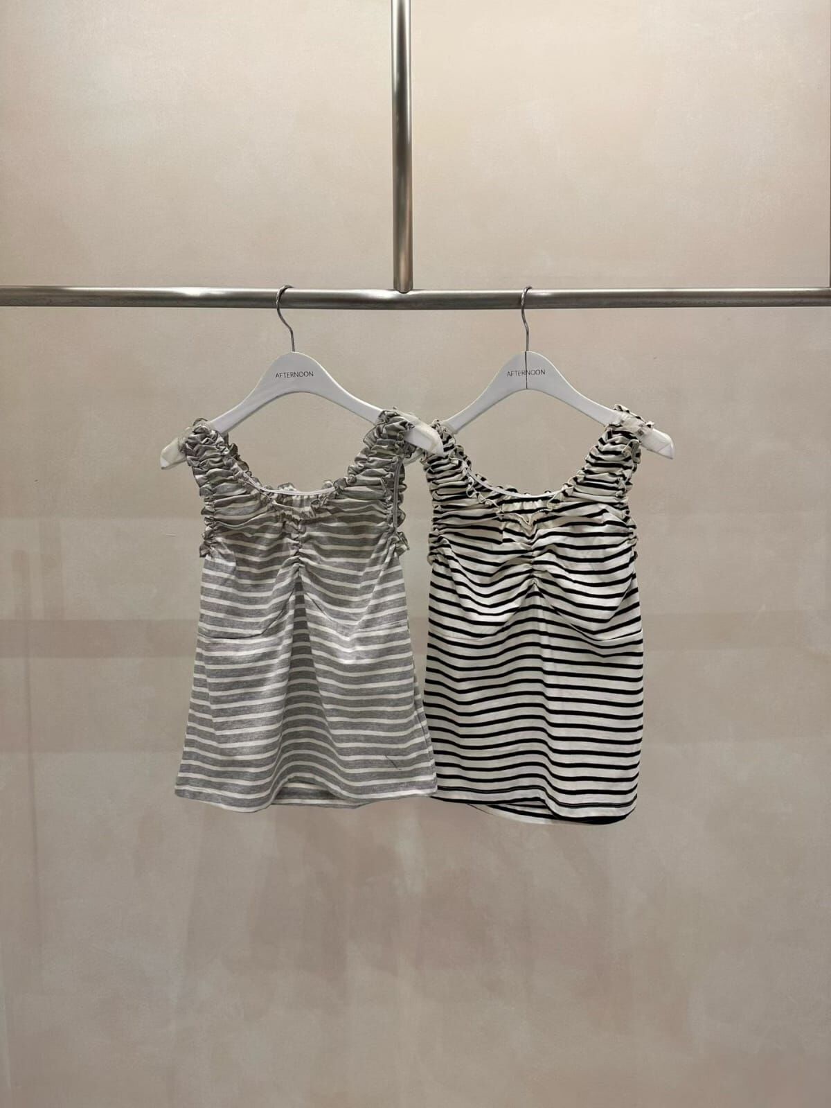 AF6041 條紋抓皺背心