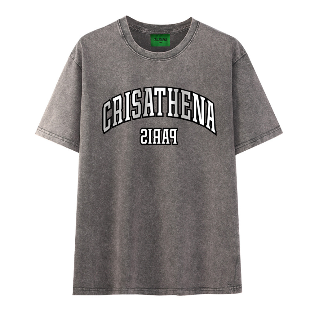 0324CA39-CRTNA- Crisathena 灰色 Paris 洗水T恤, S/ M/ L/ XL/ XXL (A39)