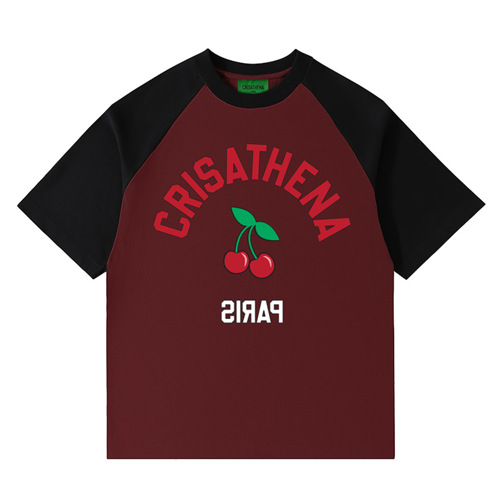0324CA41-CRTNA-Crisathena 女裝櫻桃T恤 白黑色/ 紅黑色/ 白駱駝色, S/ M/ L/ XL/ XXL (A41)