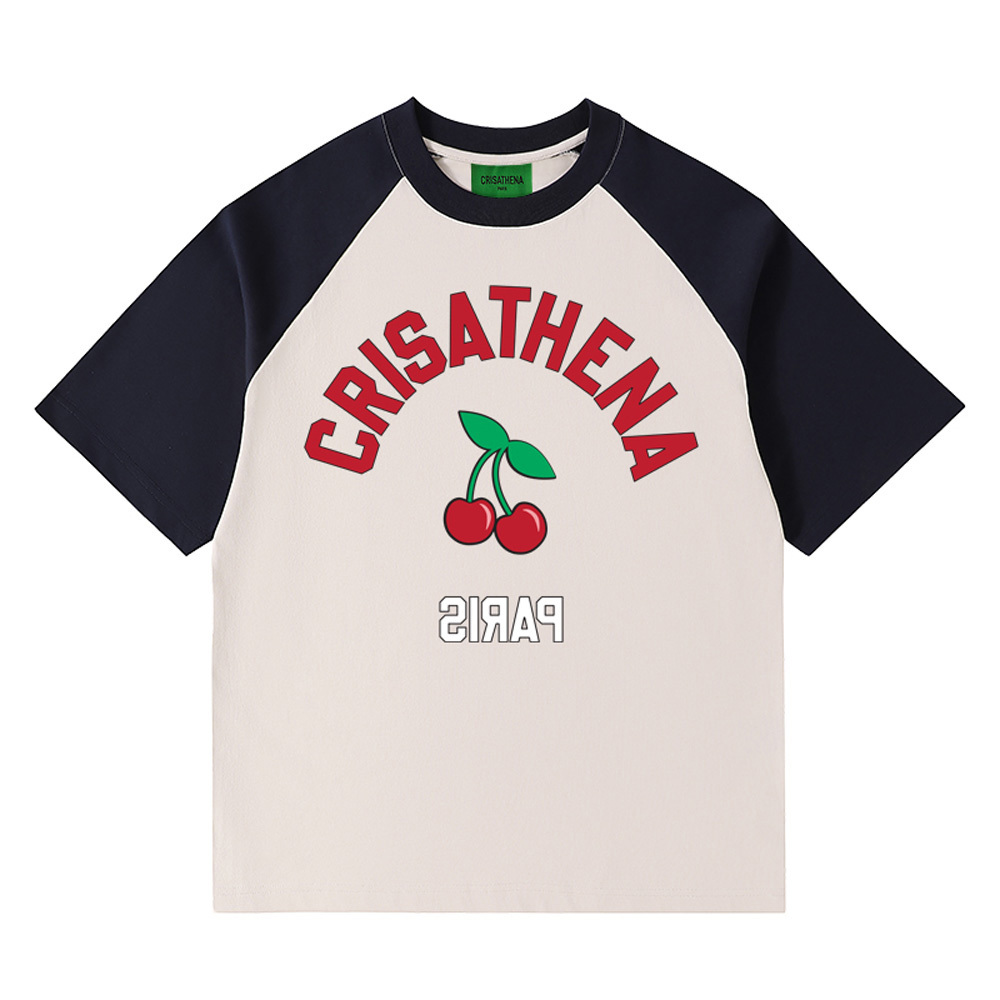 0324CA41-CRTNA-Crisathena 女裝櫻桃T恤 白黑色/ 紅黑色/ 白駱駝色, S/ M/ L/ XL/ XXL (A41)