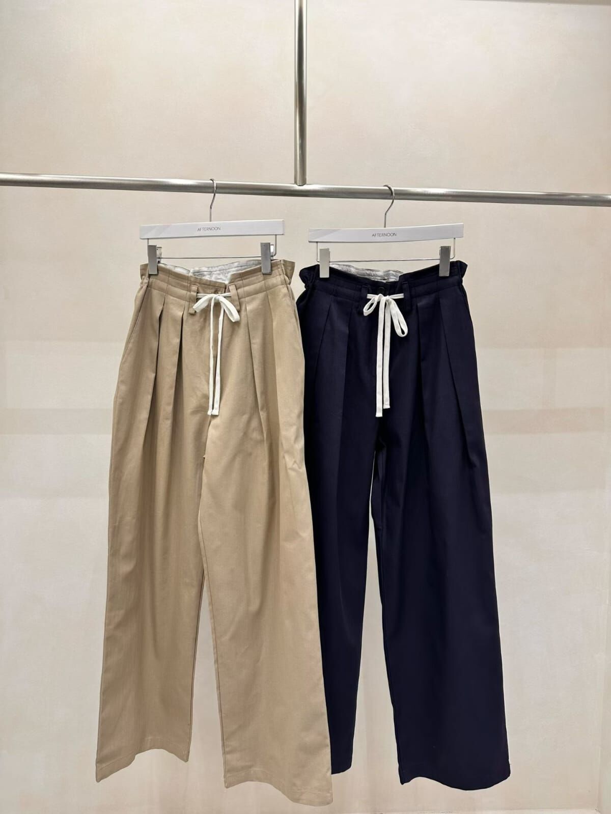 AF6046 抽繩打摺直筒褲