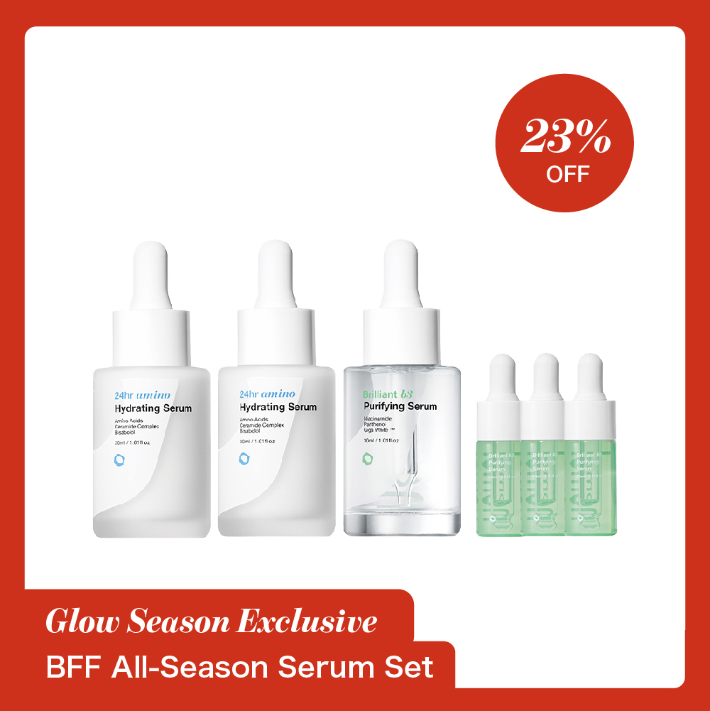 BFF All-Season Serum Set: A limited Glow Season edition featuring nomel's best-selling 24hr amino and Brilliant b3 serums for essential skin stability
