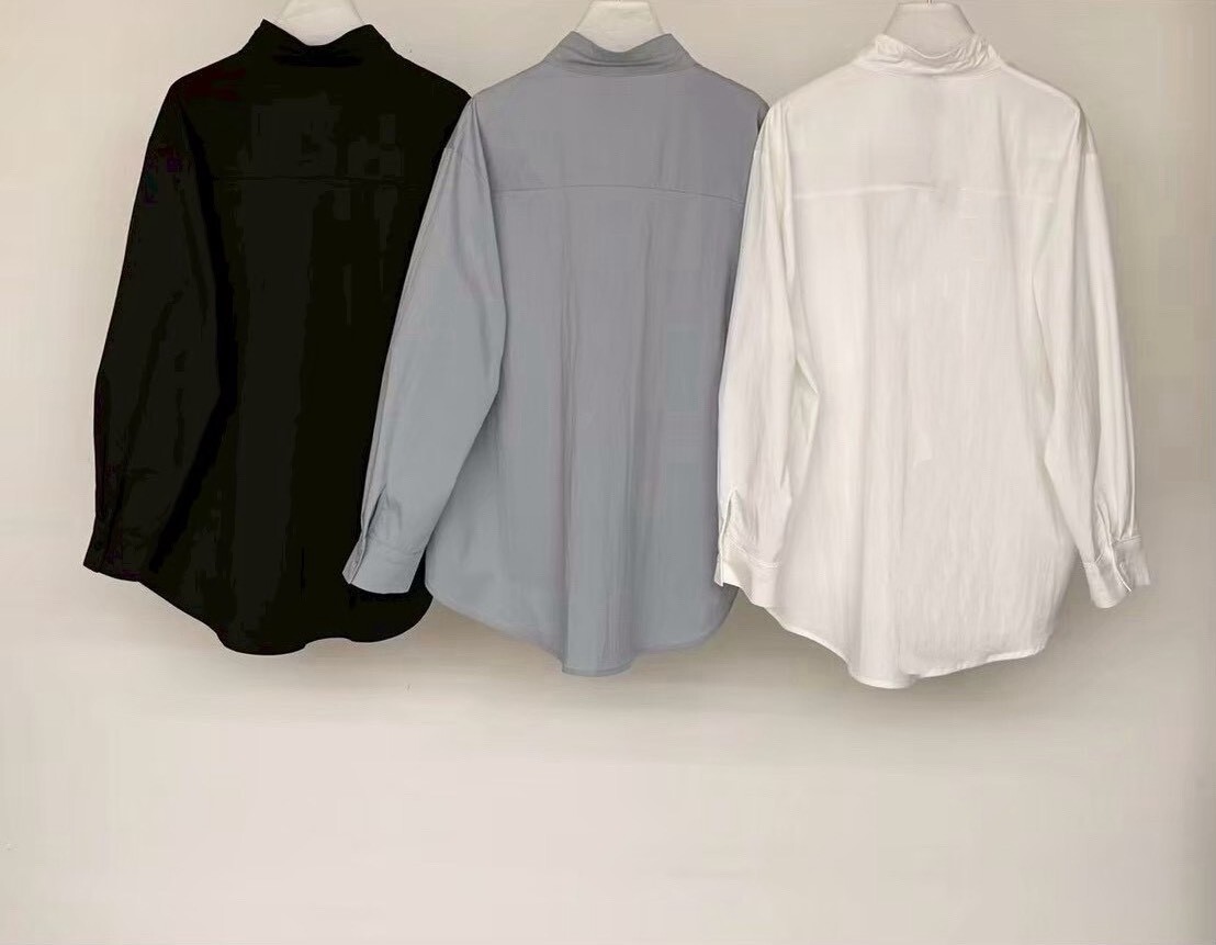 060205 荷葉邊綁帶襯衫 - 藍