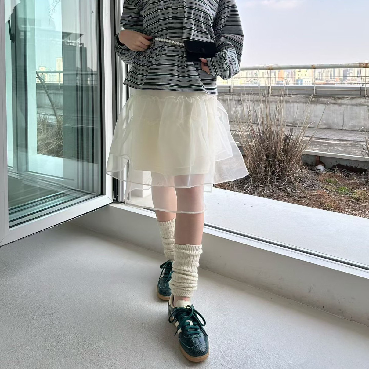 鬆緊腰澎澎層次感及膝紗裙 / 3色