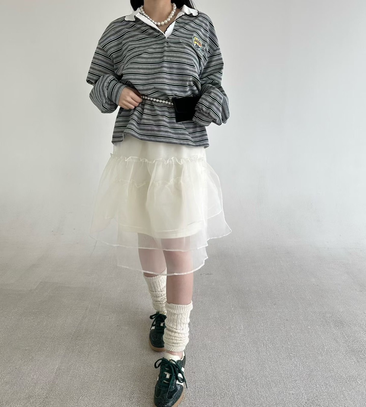 鬆緊腰澎澎層次感及膝紗裙 / 3色