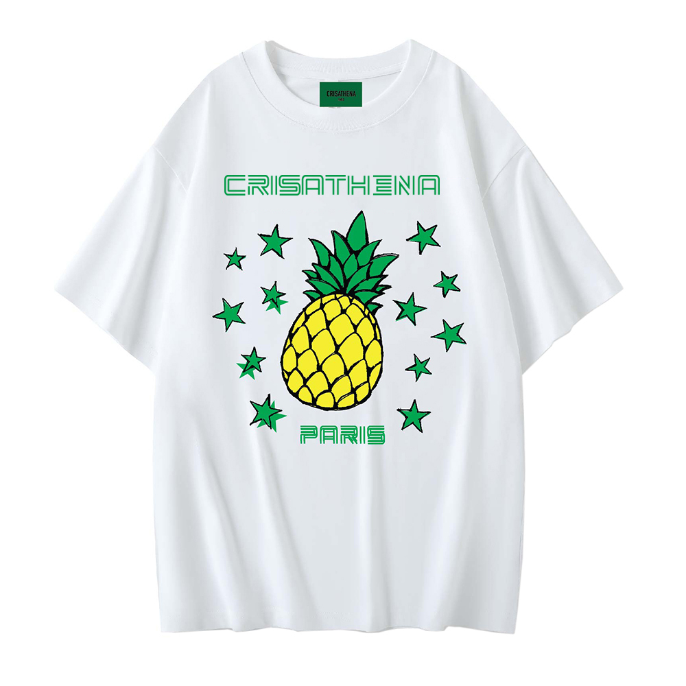 0324CA45-CRTNA-Crisathena 菠蘿 T 恤 白黃色/ 綠黃色, S/ M/ L/ XL (A45)