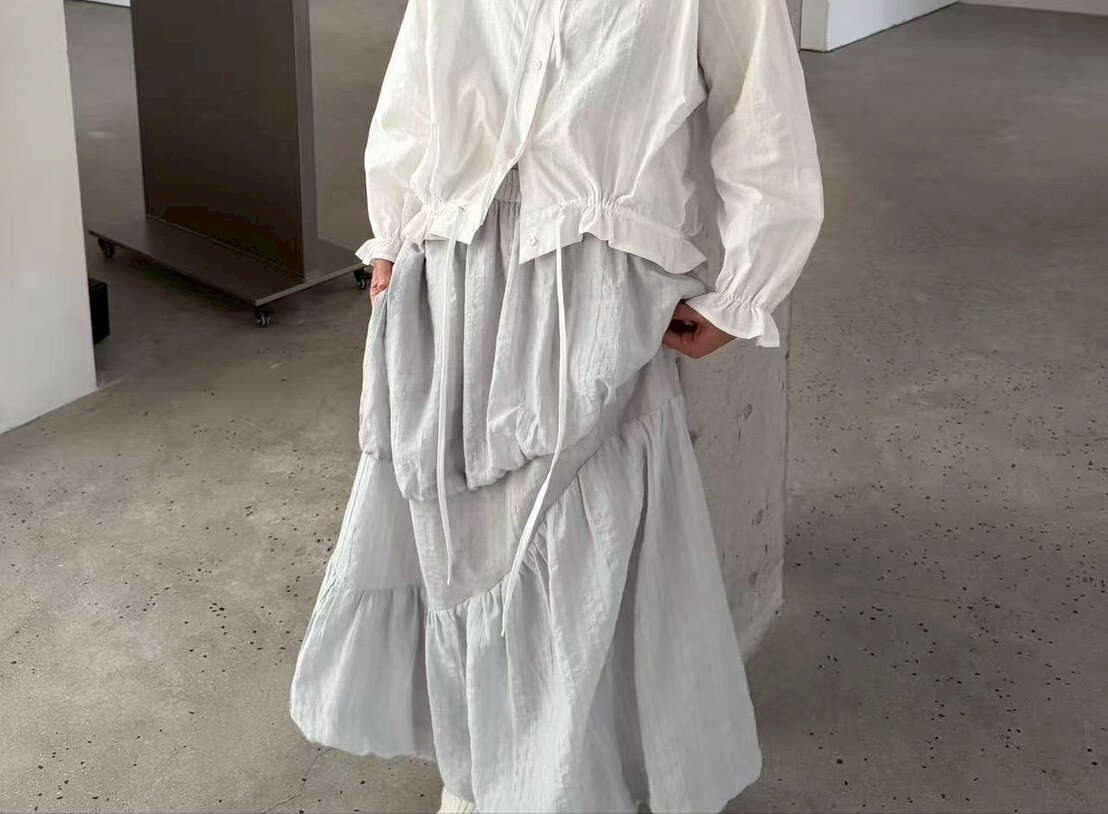 060277 小眾設計款! 雙層斜切花苞裙- 3 colors