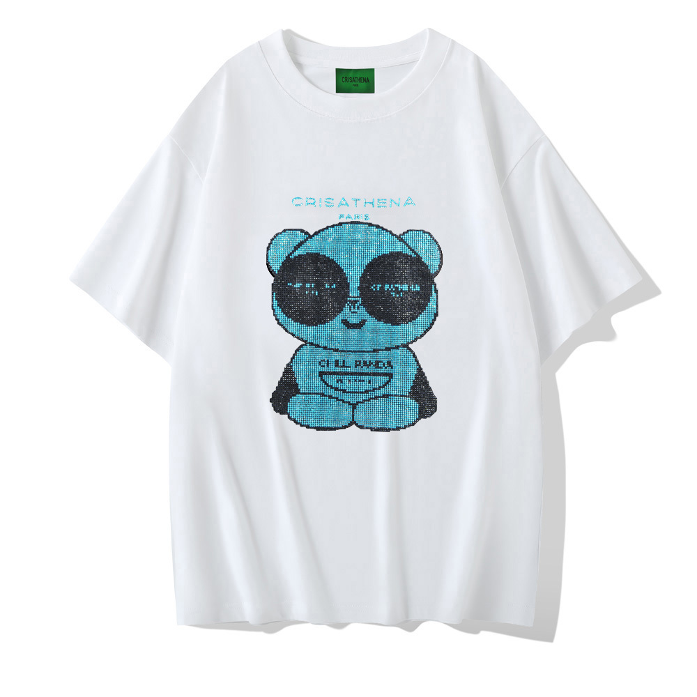 0324CA49-CRTNA-Crisathena X Chill Panda T-Shirt Glam Tee 黑藍色/ 白藍色, XS/ S/ M/ L/ XL/ XXL (A49)