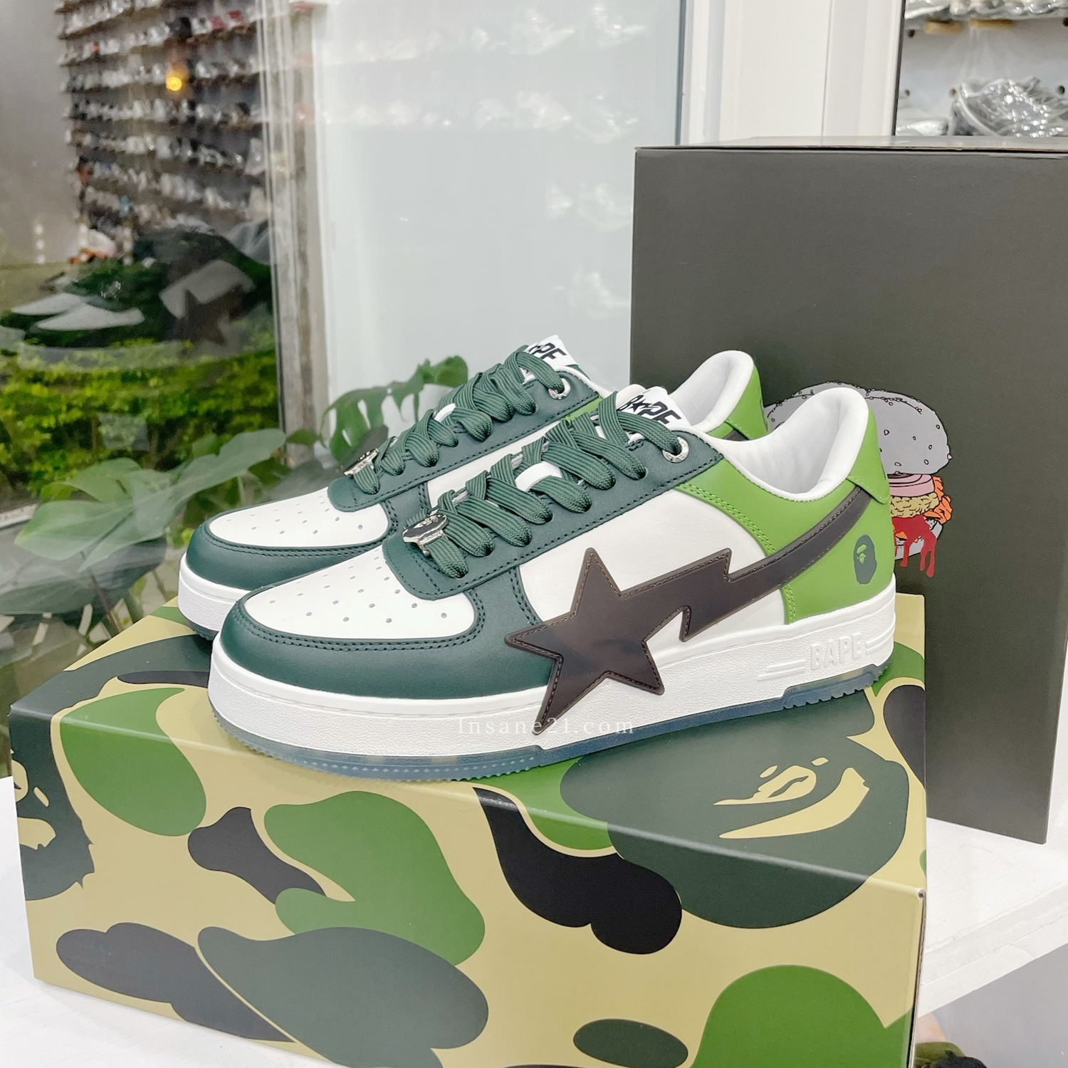 A BATHING APE® STA OS M2 綠色 閃電LOGO 跑鞋 1K80191309