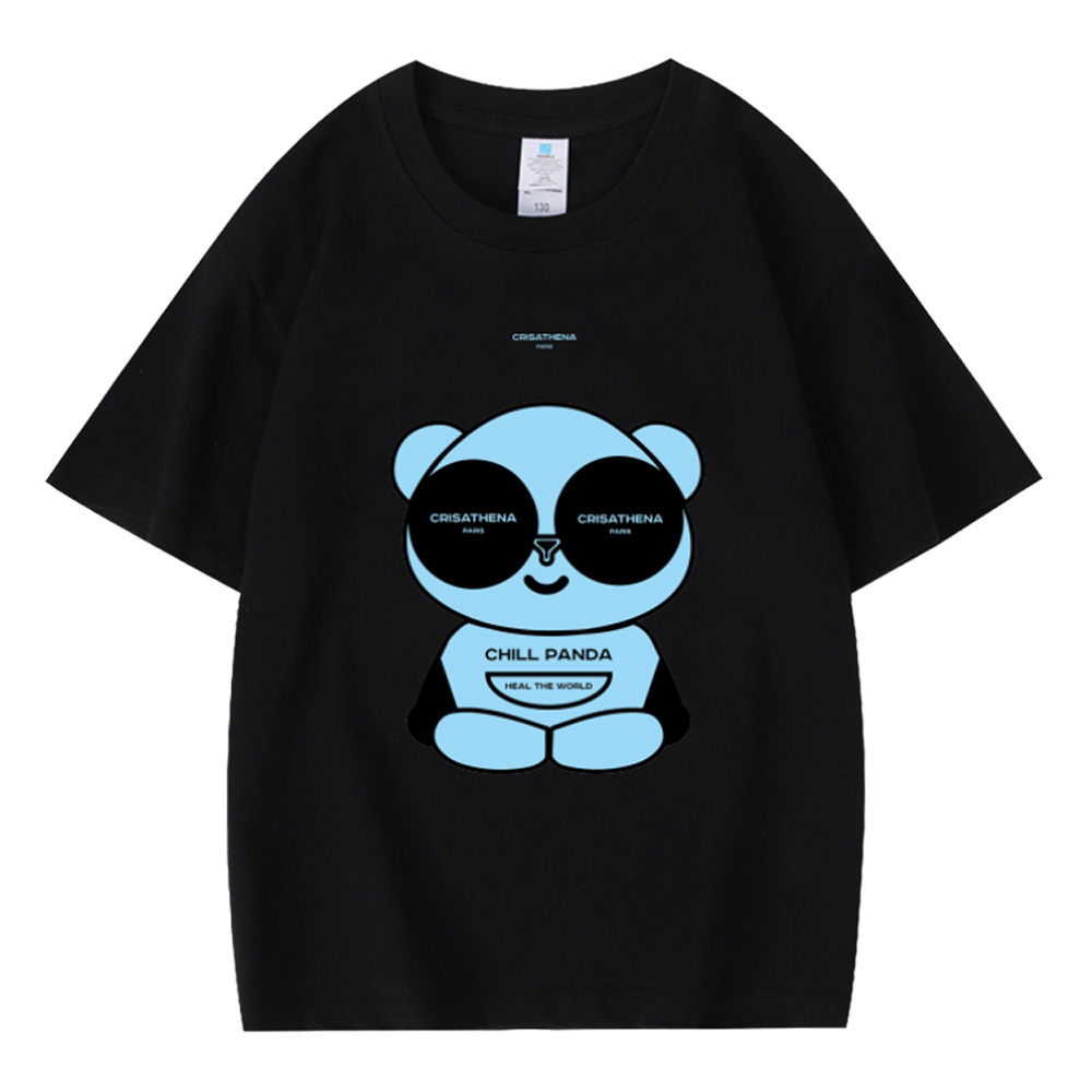 0324CA51-CRTNA- Crisathena X Chill Panda 女裝 T 恤 黑藍色/ 黑棕色/ 黑綠色/ 黑粉紅色/ 黑黃色/ 藍色/ 棕色/ 綠色/ 粉紅色/ 黃色, XS/ S/ M/ L/ XL/ XXL (A51)