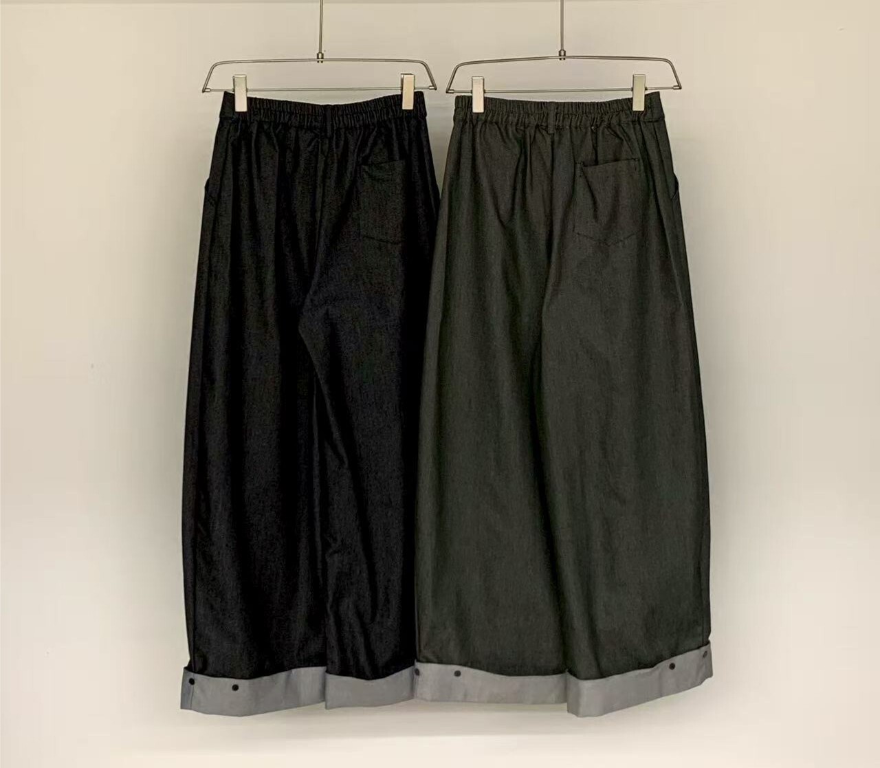 050842 小眾設計款! 拼布寬褲 - 灰