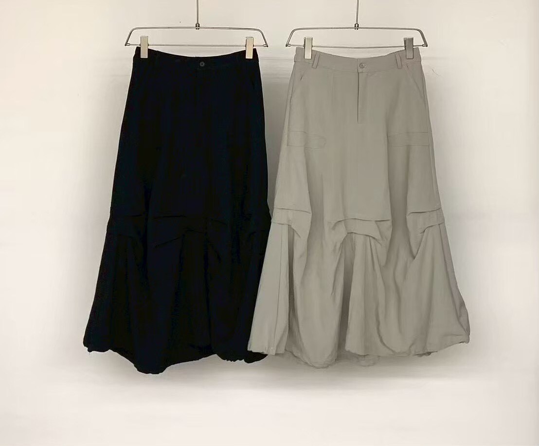 060207 小眾設計款! 抓折半身裙 - 杏