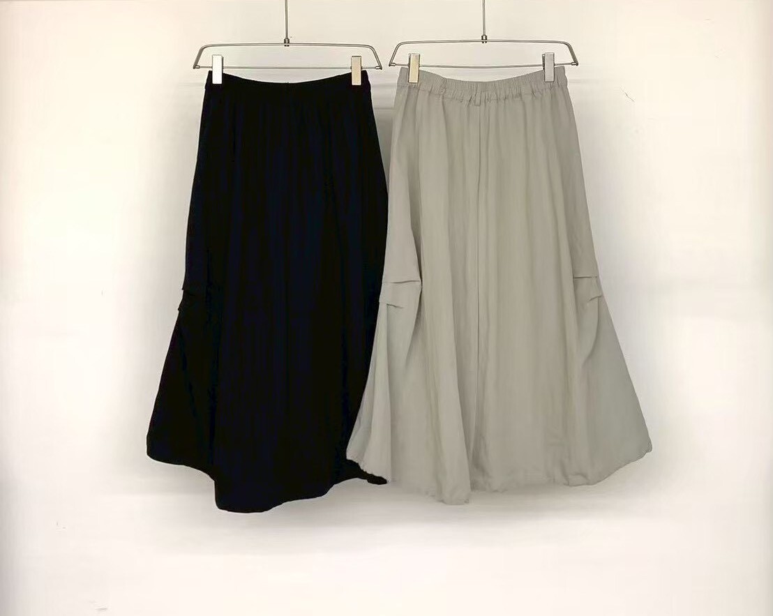 060207 小眾設計款! 抓折半身裙 - 杏