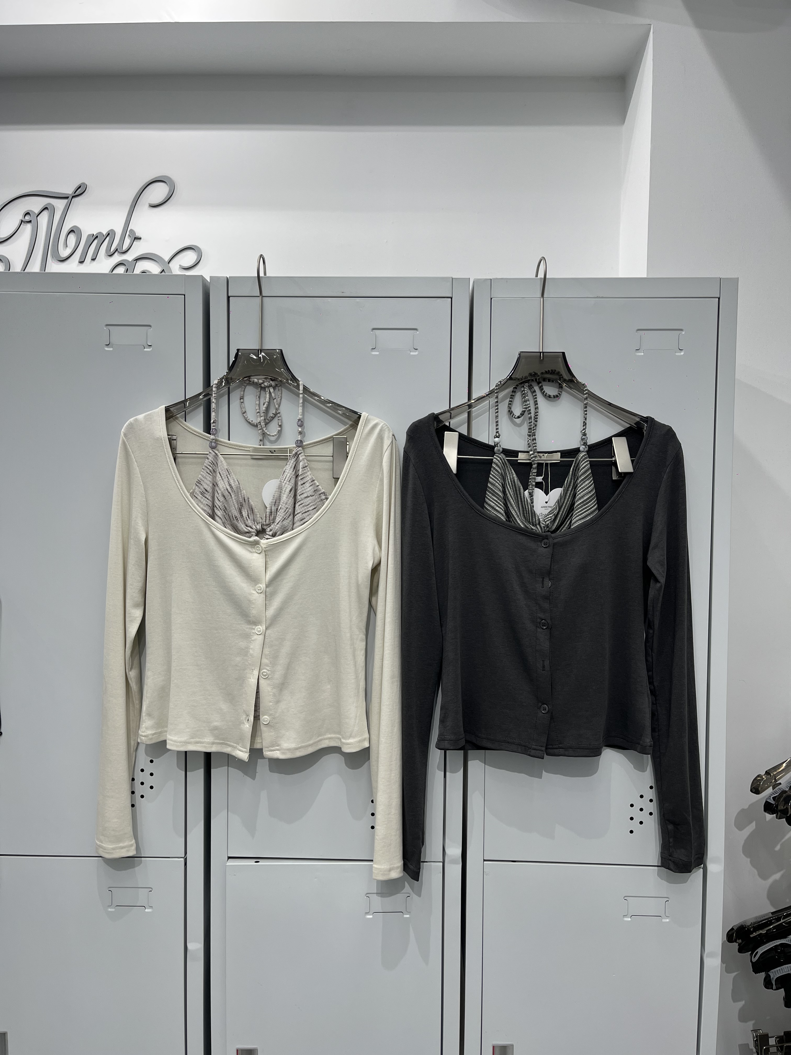 復古南法細紋背心+罩衫