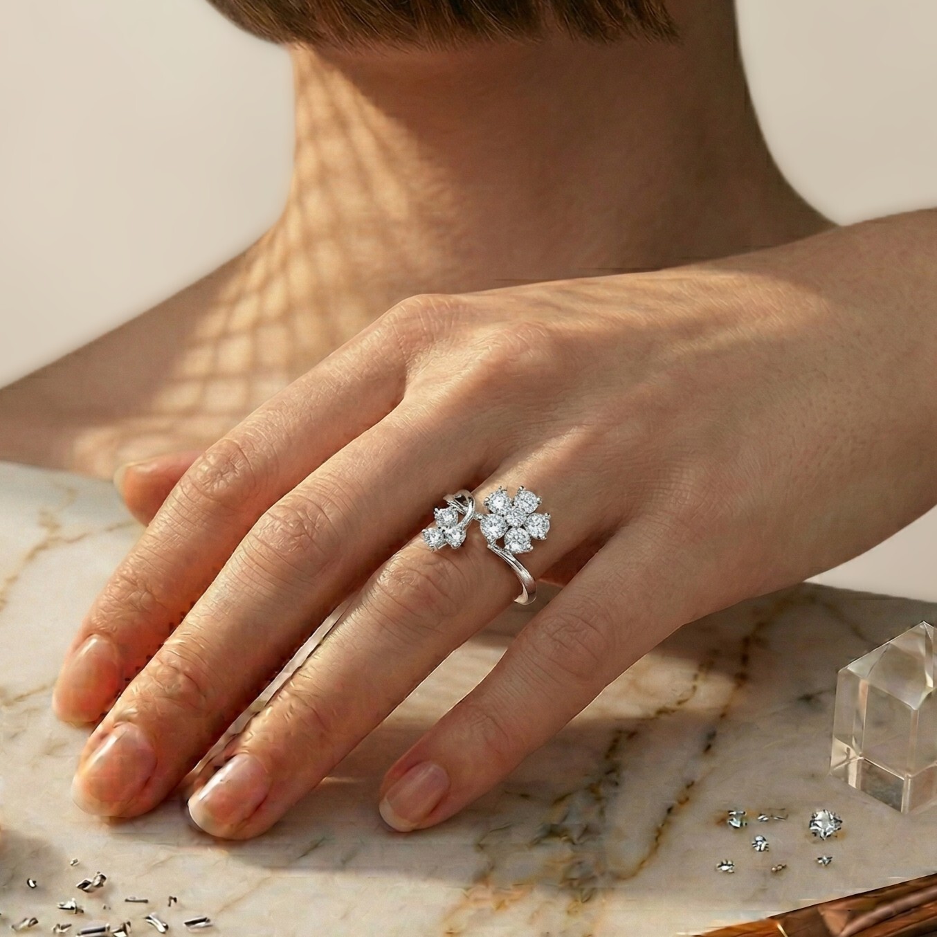 全新18K白金37份鑽石戒指