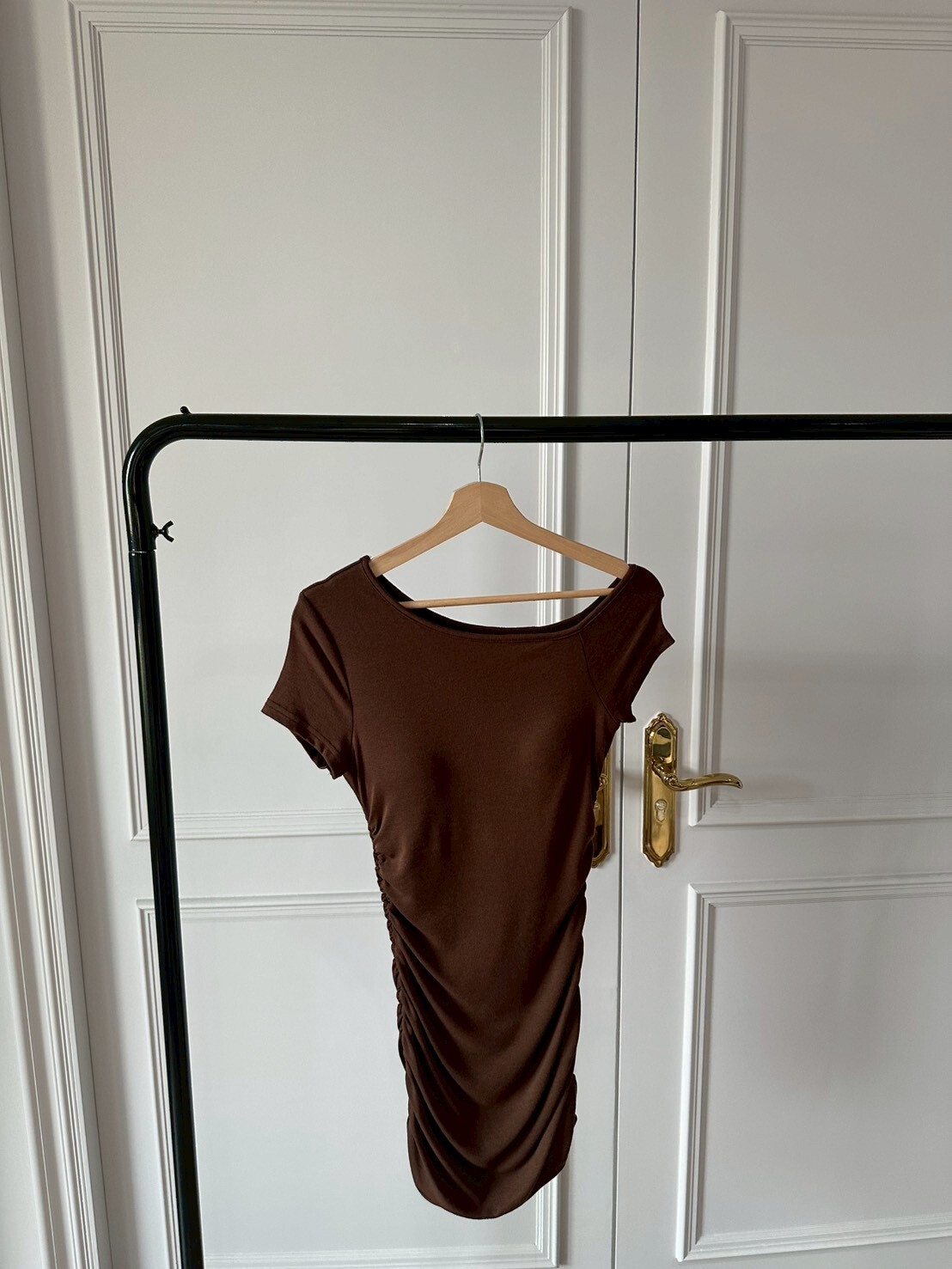 #AM56 自帶bra斜肩抓皺洋(深灰/花灰/深咖)