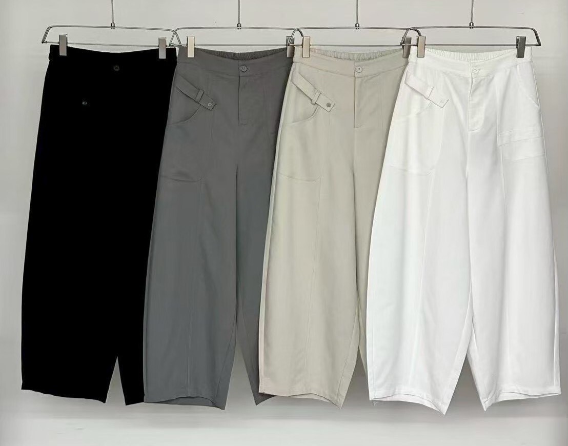 060226 小眾設計款! 不對稱繭型寬褲 - 灰