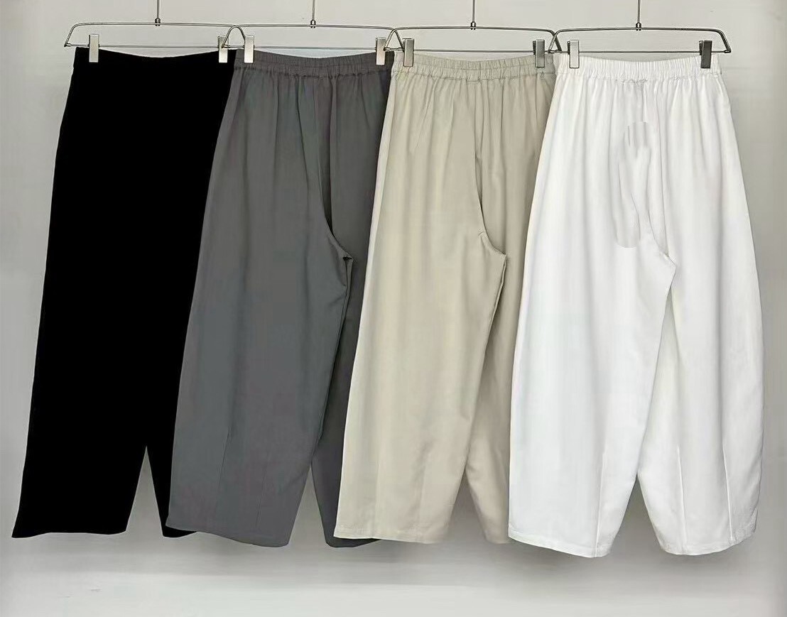 060226 小眾設計款! 不對稱繭型寬褲 - 灰