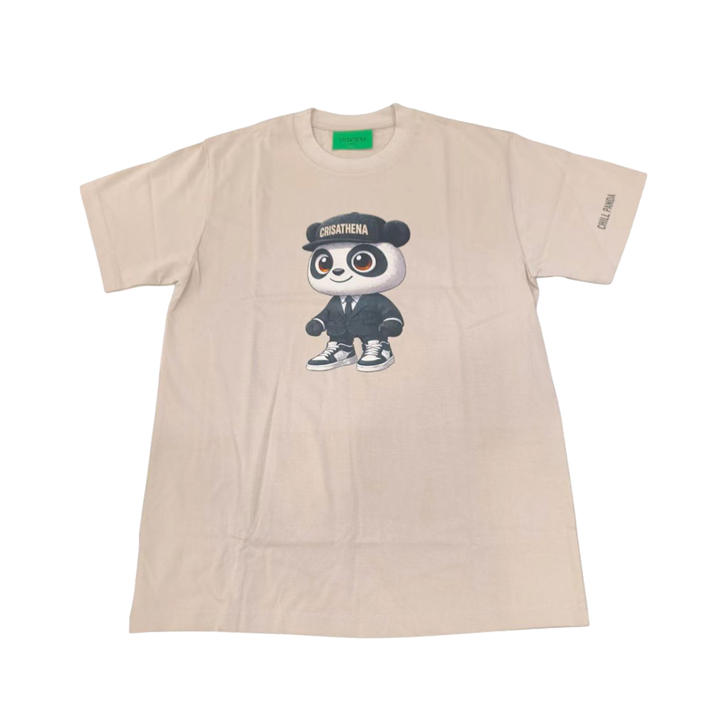 0519CT31-CRISATHENA-COLLECTION-Crisathena Chill Panda T-Shirt in Beige S-M/ L-XL (A31)