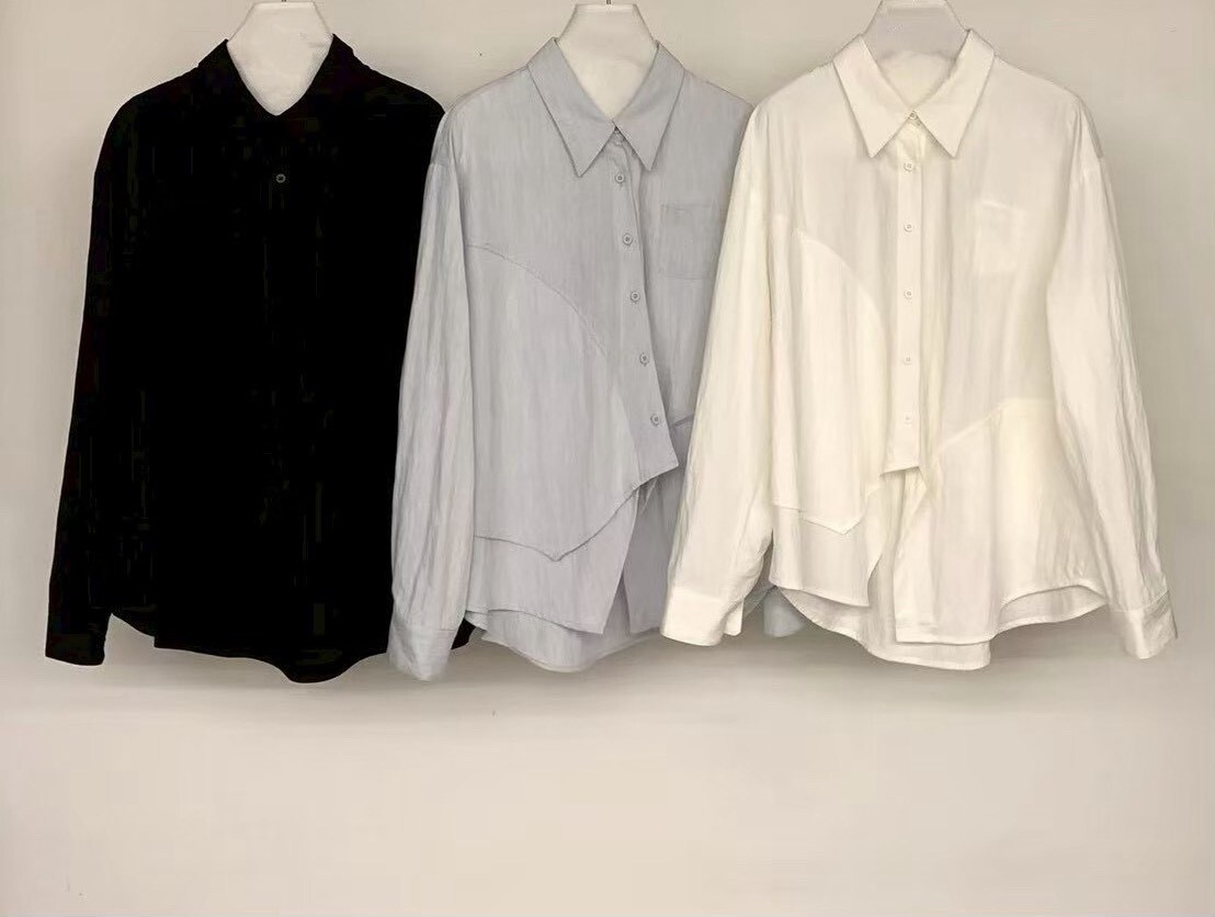 060242 小眾設計款! 不對稱剪裁襯衫 - 3 colors